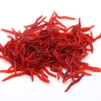 100pcs Lifelike Red Worm Soft Lure 4cm Silicone Artificial Bait Fishy Smell Shrimp Additive Bass Carp Fishing Lures