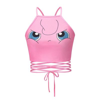 [Cos imitation] Pokemon Sports Vest Sling High Stretch Sexy Navel Show Slim Underwear Pink Strap Girl