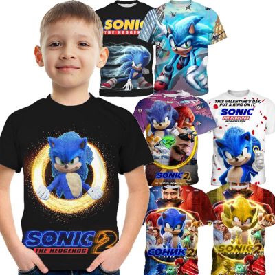 Childrens Sonic 3D Printing T-Shirt Kids Short Sleeve 3-14 Years Old Boys Summer Shirt