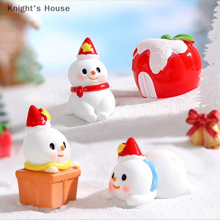 knights-house-บ้านตุ๊กตาเรซินตุ๊กตาหิมะขนาดเล็กตกแต่งคริสต์มาสสำหรับประดับบ้านภูมิทัศน์ไมโครของตกแต่งปีใหม่