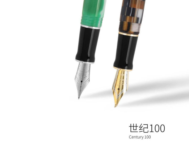 100-centennial-resin-fountain-pen-eff-18kgp-m-bent-nib-0-5-1-2mm-with-converter-golden-clip-business-office-gift-pen