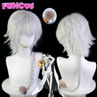 Nikolai Gogol Cosplay White Wig Hairpin Anime Bungo Stray Dogs Season 4 White Braid Wig Heat-Resistant Fiber Hair Free Wig Cap