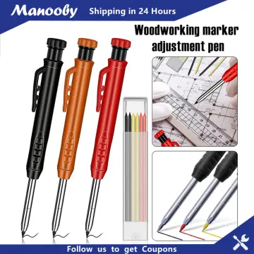 Red + Black Lead Set, Carpenter Deep Hole Marking Gauge, Woodworking Line  Drawing Engineering Pencil, Adjustable Metal Marking Pen, Graphite Pencil