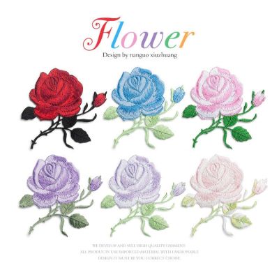 ✙ Adhesive Computer Embroidery Rose Flower Cloth Stickers Clothes Repair Subsidy Diy Embroidery Patch Stickers Small Fashion Decoration