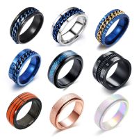 9 Style Spinner Rotatable Chain Rings Stress Relief for Men Women Wedding Band Finger anxiety fidget ring Jewelry Gift