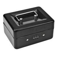 Durable Metal Coin Box with Locking Storage Tray - Small Coin Box with Combination Lock 15 x 12 x 7.7cm