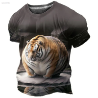 2023 Casual Short Sleeved T-shirt with Loose Print And Interesting Animal Patterns Summer Mens Street Clothing Unisex