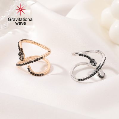 Gravitational Wave Women Snake Shape Simple Adjustable Punk Finger Ring เครื่องประดับอุปกรณ์เสริม