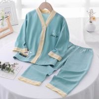 3-13Y Kids Pajamas Sets Summer Boys Girls Long Sleeve Shirt+pants 2pcs Sleepwear Suits Solid Stitch Children Clothes Hw26-31