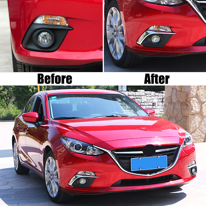 For Mazda 3 BM Axela 2014-2016 Chrome Front Fog Light Cover Trim Eyebrow Garnish 