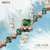 Explosive new model studded with starry rhinestone jade womens watch exquisite bracelet waterproof lucky four-leaf clover