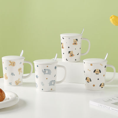 ถ้วยเล็กสดใสน่ารักแก้วเซรามิกลายสัตว์ใช้ในครัวเรือนถ้วยถ้วยกาแฟนมสวยงาม