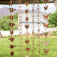 Steel Leaf Rain Chain, Garden Gift for Mom, Gutters, Rain Catcher for Downspout with Adapter, Thick Flower Cups