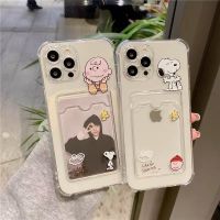 เคสไอโฟน เคส iPhone กันกระแทกเคสใส่บัตร เคสซิลิโคนใส เคสใสทรงสี่เหลี่ยม7/8/6 12/12pro 11/13 /13promax เคสใส่บัตร#443