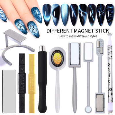 LILYCUTE Double Head Cat Magnet Stick เอฟเฟกต์3D ที่แข็งแกร่งสำหรับ Magnetic UV Gel Polish Round Square Shape Nail Art Tool ~