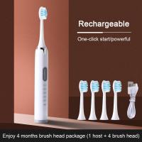 Sonic Electric Toothbrush USB Rechargeable Waterproof Ultrasonic Automatic Tooth Brush With 4 Soft Head Oral Hygiene Clean TSLM1