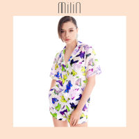 [MILIN] Butterfly digital print  short sleeve shirt เสื้อเชิ้ตแขนสั้นพิมพ์ลายผีเสื้อ / Cressida top