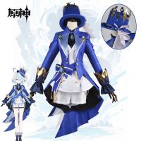 Anime Game Genshin Impact Focalors Cosplay Furina Hat Wig Hair Full Set Outfit Carnival Womens Outfit Dress Halloween Costume