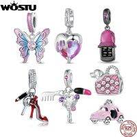 WOSTU 925เงินสเตอร์ลิงสำหรับลูกสุนัขสัตว์เลี้ยงจี้คริสตัลสีรุ้งเหมาะกับงานประดิษฐ์สร้อยคอแบบทำมือสร้อยข้อมือแฟชั่นสำหรับเด็กผู้หญิง