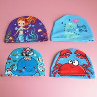 SwimmingCap For Children Elastic Fabric Cute Cartoon For Long Hair Lovely Kids Protect Ears Swim Pool Hat For Boys Girls Swim Swim Caps