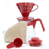 【คุณภาพสูง】[Direct From Japan] HARIO V60 Coffee server 02 set drip For 1 4 cups Red VCSD-02R