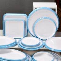 [COD] and white two-color edging A8 melamine porcelain tableware hotel restaurant cold art plate rural banquet drop-resistant dish