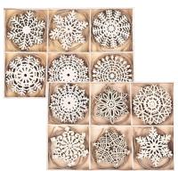 DIY Snowflake Ornament Unfinished Wood Ornaments DIY Christmas Wooden Decorations 24PC DIY Ornament Crafts Wood Ornaments Wooden Snowflakes Table Decor For Tree Decorations natural