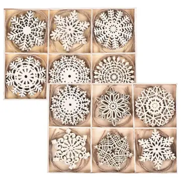 Wooden Snowflakes for Crafts - Unfinished Wood Ornaments DIY Christmas  Wooden Decorations - 24PC Wooden Snowflakes Ornaments for Tree Decorations