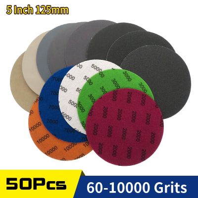 50Pcs 5 Inch 125mm Waterproof Sanding Discs Hook &amp; Loop Silicon Carbide Sandpaper Wet/Dry 60 -10000 Grit for Polishing Grinding