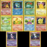 10ชิ้น/เซ็ต1996 First Edition Pokemon Charizard Blastoise Venusaur Mewtwo การ์ด MEGA Collection การต่อสู้ของเล่นเด็กของขวัญ