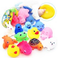 1Pcs Mixed Animals Colorful Soft Floating Rubber Squeeze Sound Squeaky Bathing for Baby