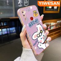 YIWESAN เคส M01s ปลอกสำหรับ Samsung Galaxy,เคส A10s ลายการ์ตูนดีไซน์ใหม่กระต่ายบางเคสหรูหราชุบลายขอบสี่เหลี่ยมเคสโทรศัพท์กันกระแทกคลุมทั้งหมดป้องกันเลนส์กล้องเคสนิ่ม