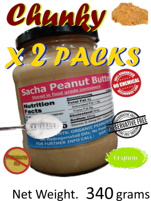 Sacha Peanut Butter (Chunky x 2 Packs) All Natural Organic (340 grams x 2 แพ็ค) - Free Delivery, ซาช่า-เนยถั่ว (ส่งฟรี)