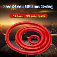 1 buah cincin segel kelas makanan Gasket cincin O VMQ silikon merah tahan air dan terisolasi CS 4mm OD 105 mm-300 mm