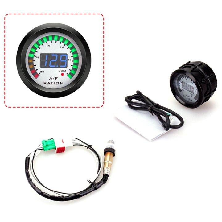 2-in-1-air-fuel-ratio-gauge-voltmeter-12v-52mm-digital-car-afr-volt-meter-indicator-voltage-gauge-with-o2-oxygen-sensor