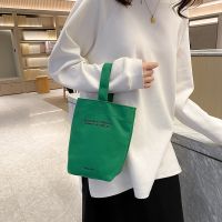 minimalist style mini portable canvas bag lunch bag candy color kettle wrist strap plain canvas bag