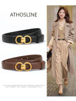 เข็มขัดหนังแท้ Athosline 2.5ซม.,เข็มขัดเข็มขัดสีดำหัวเข็มขัดเครื่องประดับแฟชั่น Sorrygift สำหรับผู้หญิง