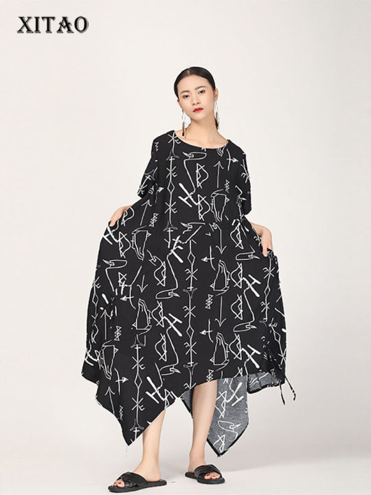 xitao-dress-vintage-irregular-women-casual-print-dress