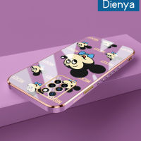 เคส Dienya สำหรับ Infinix ร้อน10 X682B เคส X682C การ์ตูนแฮปปี้มิกกี้ใหม่กรอบสี่เหลี่ยมพื้นผิวชุบซิลิก้าเจลเคสมือถือกันกระแทกรวมทั้งหมดเลนส์กล้องถ่ายรูปฝาครอบป้องกัน