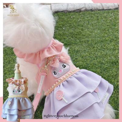 Glitter Pooch ชุดรัดอก สายจูง เสื้อผ้า สุนัข, หมา, แมว, สัตว์เลี้ยง พร้อม สายจูง รุ่น Bunny Lollipop Girl