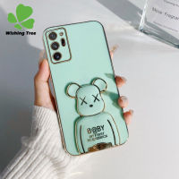 สำหรับ S Amsung G Alaxy Note10 / Note10 + / Note20/Note20อัลตร้าหรูหราแฟชั่นรุนแรงหมีปิดทอง TPU Soft สแควร์กรณีปก