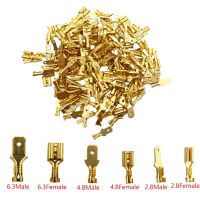 100Pcs/Lot 2.8/4.8/6.3mm Female and Male Crimp Terminal Brass Car Speaker Electric Wire Connectors And Insulating Sheath