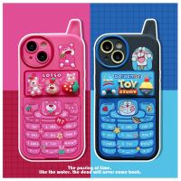 เคสเข้ากันได้กับ IPhone14 13 12 11 Promax Stawberry Bear Doraemon Anti-Drop เลนส์ป้องกันเคสโทรศัพท์ย้อนยุค