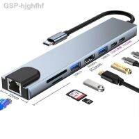 Hjghfhf USB C HUB ตัวแยกชนิด3.0เป็น RJ45อะแดปเตอร์87W พร้อม Type-C 3 Hab สำหรับ iPad