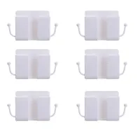 6PCS Wall Mount Phone Holder Self-Adhesive Wall Beside Organizer Storage Box Plastic Charging Phone Stand Remote