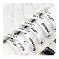 Weiou Personality Printed Letter Shoelaces 0.7 Flat Black And White Women Shoe Laces For Trendy Canvas Fabric Sneakers