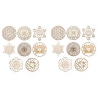 16Pack 14cm Wooden Wall Sign Flower of Life Shape Coaster Wood Wall Art DIY Coaster Craft Making Geometry