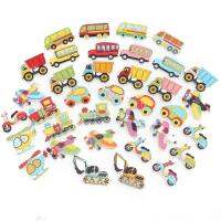 25pc Mix Wooden Painted Cartoon Car 2 holes Buttons Mix Conveyance Way For Crafts Scrapbooking DIY Sewing Kid Children Clothes Haberdashery