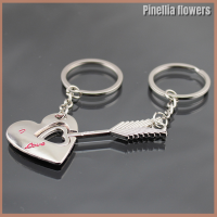 Pinellia ดอกไม้ความรักใหม่พวงกุญแจแหวนห่วงโซ่กุญแจล็อคหัวใจ Keyfob ของขวัญวันวาเลนไทน์