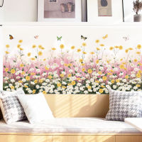 Wall Stickers Daisy Flowers for Sofa Background Bedroom Decorations PVC Posters Decals Self-adhesive Vinyl Murals Wallpaper